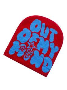 1pc Y2K Style Unisex Fashion Jacquard Knit Hat With OUT OF MY Lettering And Five-Pointed Star Design, Suitable For Street Parties And Outdoor Activities In Autumn And Winter For Warmth - Letter - View 8