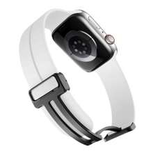 Pulseira para Apple Watch 44mm 45mm 40mm 41mm 42mm 38mm 49mm,  silicone pulseira para Watch Serie 9 8 7 6 5 4 3 2 SE Ultra/2 Fecho magnético - Branco - Visão 3