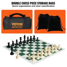 Tournament Chess Set, 20 Inch Roll-Up Beginner Chess Board, Foldable Silicone Chess Game With Plastic Weighted Chess Pieces & Storage Bag, Portable Travel Chess Board Gift For Adult Kid Family - White - View 4