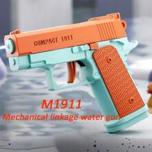 1 pieza Pistola de agua de verano para niños M1911 sin electricidad, pistola de alta presión totalmente automática, juguete de playa para niños y niñas
