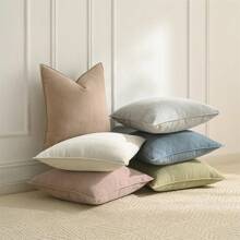 1pc Solid Color Chenille Farmhouse Pillowcase - Grey - View 6