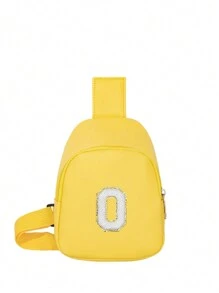 1個韻味可愛的女士斜肩袋，印有字母印花，適用於日常、戶外、旅行、徒步旅行，方便攜帶，適合作為禮物 - 黃色 - 查看 24