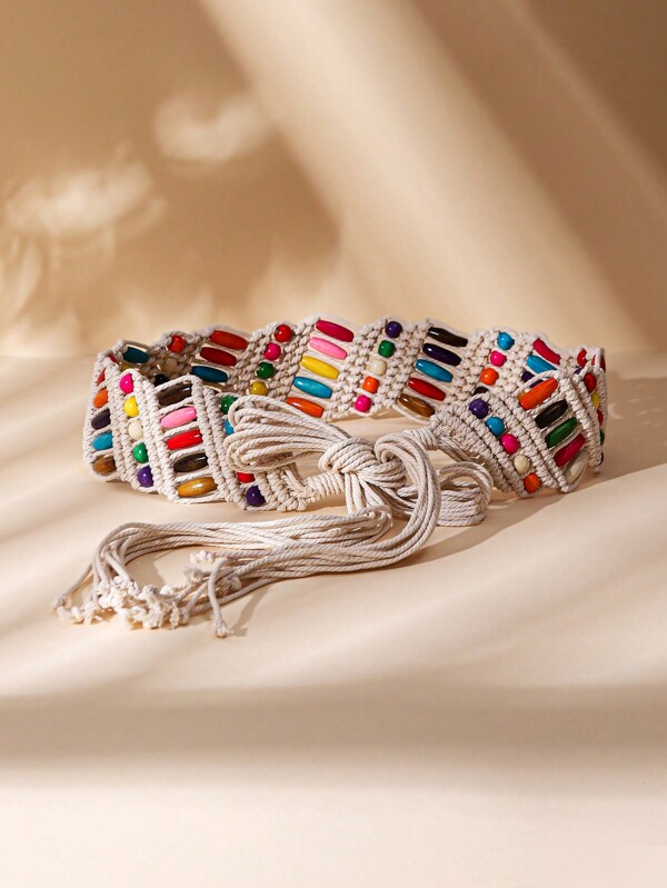 1 szt. Damska talia pleciona lina w stylu boho dekoracyjny uniwersalny pasek, odpowiedni do koszul, sukienek, spodni, na plażę, w podróż, na zewnątrz