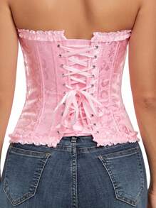 Bustieră strânsă, cu șireturi, pentru modelarea corpului, corset jacquard