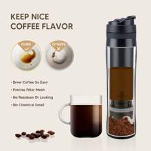 Bình pha cà phê Pháp cầm tay nguyên bản, cách nhiệt, cốc du lịch bằng thép không gỉ, cách nhiệt - Đỏ - Xem 7