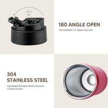 Bình pha cà phê Pháp cầm tay nguyên bản, cách nhiệt, cốc du lịch bằng thép không gỉ, cách nhiệt - Đỏ - Xem 9