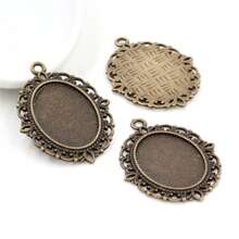 10pcs Pendant Blank Base Setting Tray Fits 18x25mm  Cabochon DIY Jewelry Making Accessories Findings - 18x25mm Oval - View 9