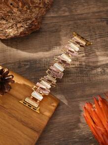 1 件女式创意时尚彩色不对称几何设计弹性锌合金表带，兼容 Apple Watch 38 毫米、40 毫米、41 毫米、42 毫米、44 毫米、45 毫米和 49 毫米，适用于 Ultra、Ultra 2、SE、9、8、7、6、5、4、3、2、1