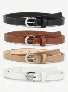 4 chiếc thắt lưng quần jean đơn giản, cổ điển, da PU cho teen girlagers có khóa cài màu vàng - Nhiều màu - Xem 13