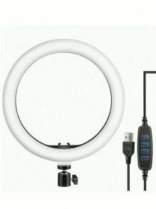 Lampara Aro De Luz Led De 10 Pulgadas Regulable Con Tripie Portátil - Blanco y Negro - Ver 3