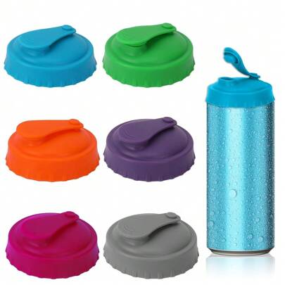 1 件/6 件可重复使用的硅胶汽水罐盖，标准尺寸饮料盖，适用于汽水、能量饮料、果汁，适合日常生活和家庭聚会饮料储存