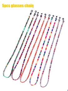 5pcs Bohemian  Color Block Splicing Eyewear Rope,Anti Slip Sunglasses Reading Glasses Lanyard Strap,Colored Eyeglass Chains Glasses Accessories For Women - Multicolor - View 8
