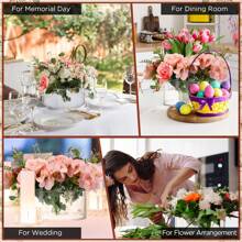 Meching Acrylic Floral Centerpiece For Dining Table Decorations Wedding Round Flower Vase 12 Holes Centerpiece Vases For Table Low Flower Holder With Holes For Home Birthday Party - Clear - View 5