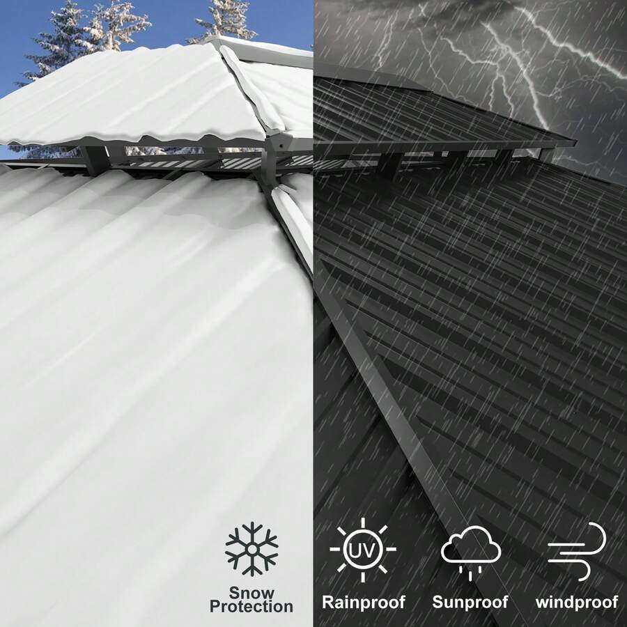 12'*16'Hardtop Gazebo Outdoor Metal Pavilion With Galvanized Steel