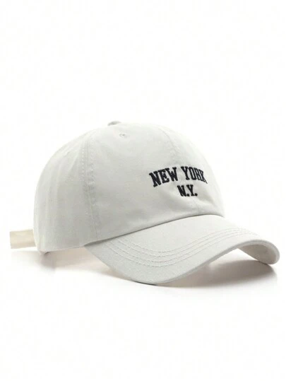1 件男女通用加厚字母“纽约 NY”刺绣黑色棒球帽，户外遮阳休闲棒球帽