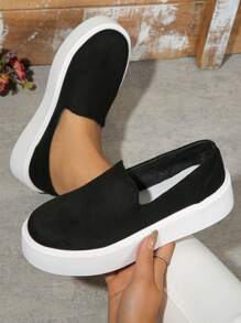 2024 New Velvet Women's Fashion Casual Shoes, Platform Wedge Sneakers, Slip-On Loafers (Please Order One Size Down If You Have Small Feet) - Black - View 2