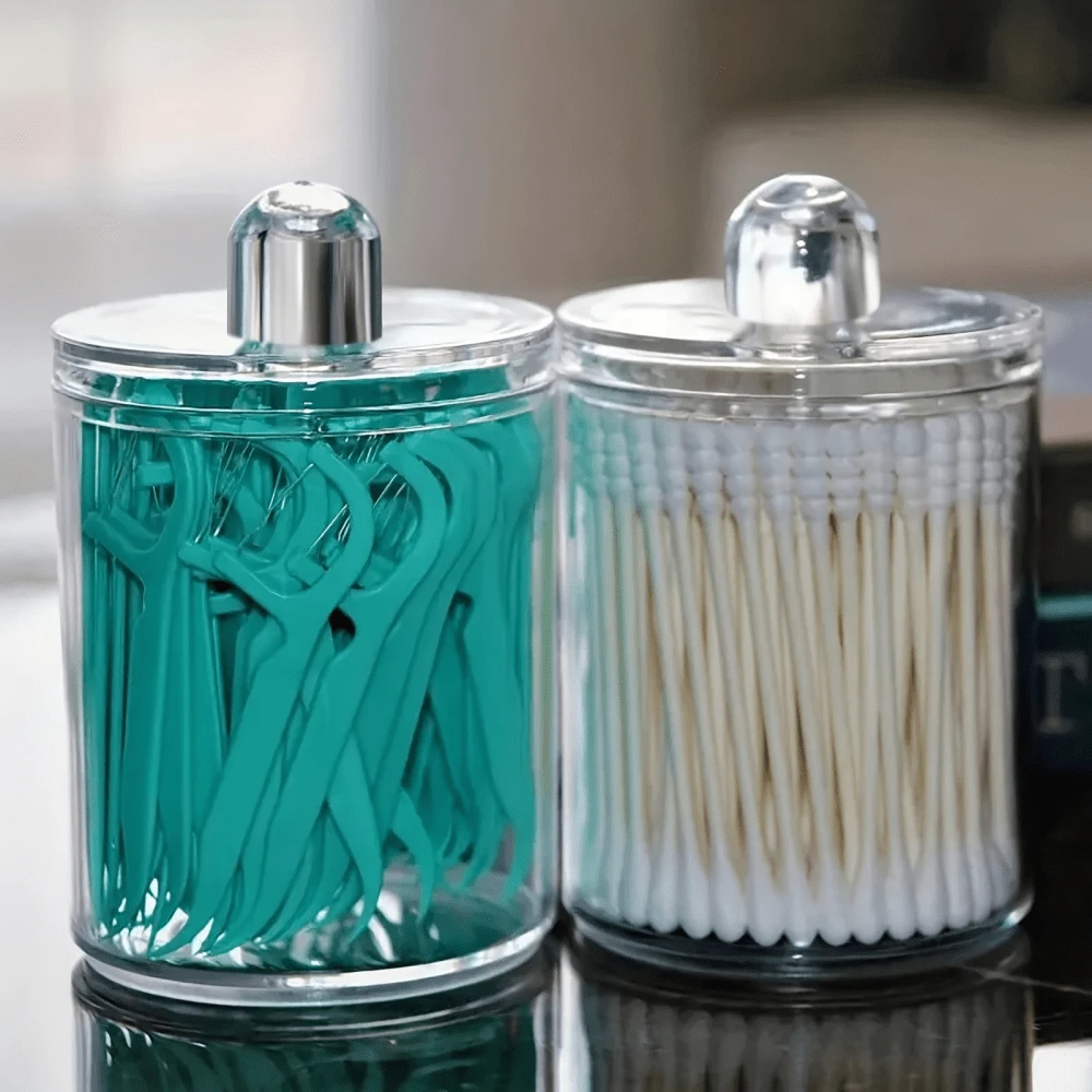 1 Portable Round Container With Lid For Bathroom Storage, Toothpicks ...