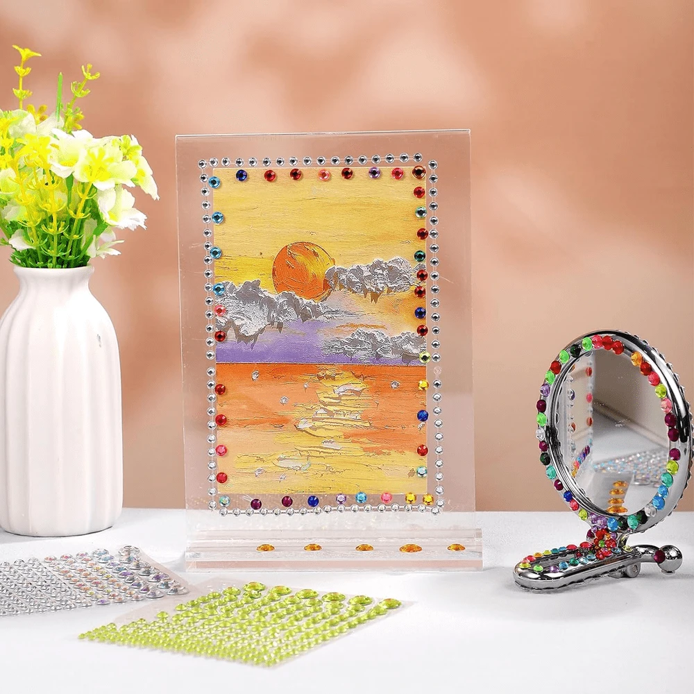 12 Sheets Self-Adhesive Glitter Gems, Glitter Rhinestone Stickers ...