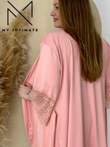 Kit Camisola e Robe Amamentação Plus Size Gestante Pós Parto
