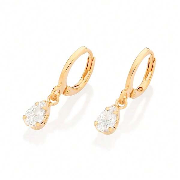 Brinco Rommanel Argola Gota De Zircônia 527237