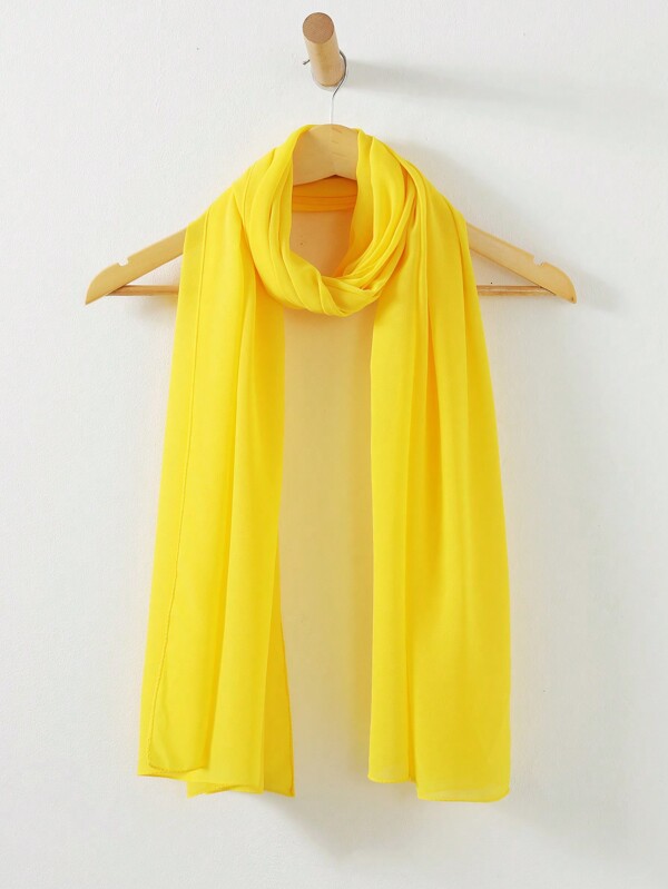 1pc Casual Solid Color Chiffon Scarf/Head Wrap