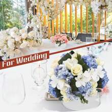 Meching Acrylic Floral Centerpiece For Dining Table Decorations Wedding Round Flower Vase 12 Holes Centerpiece Vases For Table Low Flower Holder With Holes For Home Birthday Party - Clear - View 6