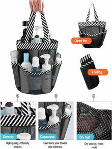 Mesh Shower Caddy Portable For College Dorm Room Essentials With 8 Pockets, Hanging Shower Caddy Dorm Basket, Quick Dry Shower Bag For Bathroom Toiletry Bags Summer Travel Essentials For Beach Vacation Holiday School Supplies Dorm Essentials Back To School - Multicolor - View 8