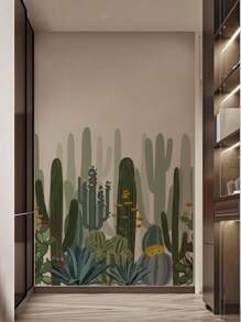 mama look 2 piezas/3 piezas/5 piezas Pegatinas de pared de planta verde de cactus/caparazón de tortuga/bambú, autoadhesivas y extraíbles de PVC, para decoración de sala de estar, entrada y dormitorio, pegatinas, vinilos decorativos para el hogar, artículos de decoración de primavera para refrescar tu hogar, pegatinas de decoración de ramas, regalos de cumpleaños y graduación