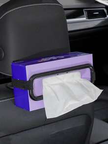 1入組汽車用紙巾盒夾式太陽擋餐巾盒支架，汽車配件太陽擋餐巾盒支架框架，汽車太陽擋紙巾盒，紙巾盒套座，車用置物袋，彈性吊掛餐巾盒套（黑色） - 彩色 - 查看 5