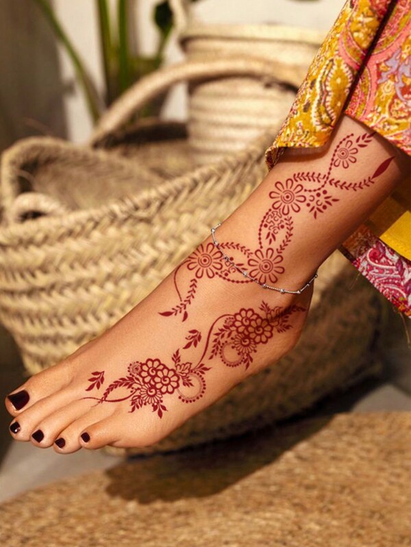 3 piezas de calcomanías de tatuajes temporales con patrón de encaje rojo, diseño de arte corporal floral místico y sexy de mandala, a prueba de agua, adecuado para mujeres y niñas, Pegatinas para uñas, bricolaje en Body / cara / brazos / piernas / pies (marrón),tatuajes maquina para tatuar tatuajes falsos