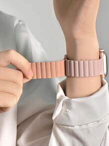 1 件时尚粉色休闲磁性硅胶表带，可调节防水腕带兼容 38/40/41/42/44/45/46/49 毫米，兼容 Series Ultra/SE/11/10/9/8/7/6/5/4/3/2/1，智能手表配件 - 多色(無手錶) - 查看 3