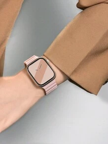 1 件时尚粉色休闲磁性硅胶表带，可调节防水腕带兼容 38/40/41/42/44/45/46/49 毫米，兼容 Series Ultra/SE/11/10/9/8/7/6/5/4/3/2/1，智能手表配件 - 多色(無手錶) - 查看 4