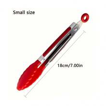 1pc Small Kitchen Tongs, 7-Inch Mini Food Tongs, Heat Resistant Nylon Tips Tongs For Cooking, Serving, BBQ, Grilling, Salad And More, Kitchen Stuff, Baking Tools