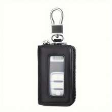 1pc Premium PU Leather Car Key Cover - Durable & Stylish Protection With Zipper Closure For Smart One-Button Start Remote Control, Business-Grade Waist Hanging Case