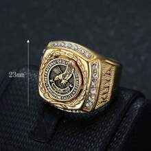 1 pièce Bague pour homme en acier inoxydable haut de gamme plaquée or sous vide avec aigle philippin incrusté de diamants , bijoux en acier inoxydable