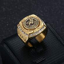 1 pièce Bague pour homme en acier inoxydable haut de gamme plaquée or sous vide avec aigle philippin incrusté de diamants , bijoux en acier inoxydable