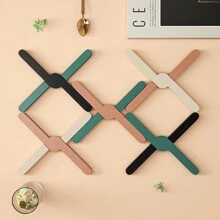 1pc Silicone Heat Resistant Pad Foldable Non-Slip Pot Pan Mat Table Placemat Dish Plate Cross Holder Coaster Kitchen Table Mat Kitchen Items Kitchen Accessories Kitchen Tools - Multicolor - View 9
