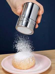 1pc/Stainless Steel Duster, Dusting Tool, Coffee Powder, Matcha Powder, Chocolate Powder Duster, Dusting Jar, Flour Duster, Spice And Seasoning Duster, Can Be Used For Salt, Powdered Sugar, Cocoa Powder, Cinnamon, Pepper, Paprika, Coffee Powder, Flour, Multi-Purpose, Suitable For Kitchen, Restaurant, Barbecue, Baking, RV Use. - Silver - View 4