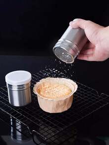 1pc/Stainless Steel Duster, Dusting Tool, Coffee Powder, Matcha Powder, Chocolate Powder Duster, Dusting Jar, Flour Duster, Spice And Seasoning Duster, Can Be Used For Salt, Powdered Sugar, Cocoa Powder, Cinnamon, Pepper, Paprika, Coffee Powder, Flour, Multi-Purpose, Suitable For Kitchen, Restaurant, Barbecue, Baking, RV Use. - Silver - View 6