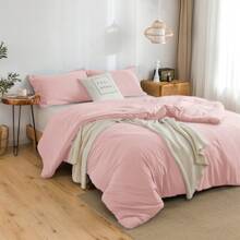 Super Soft Lightweight Comforter Bedding Sets ( 1 Comforter & 2 Pillowshams ) , Quilt Bed Blanket Boho Style Gifts, Luxury Fluffy Comfy Cozy Washed PolyCotton Skin-Friendly Bedding Conforter Set For All Season Use,Twin / TWIN XL FULL QUEEN KING CAL KING Size - 粉色 - 查看 2