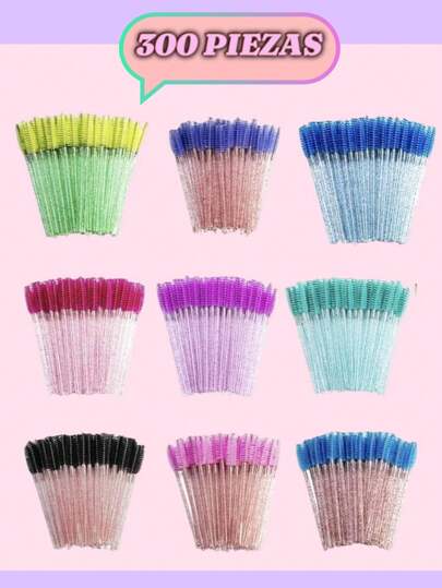300 Piezas Cepillos Desechables Glitter Para Extensión De Pestañas