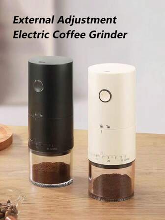 1 件升级版外部调节齿轮电动咖啡研磨机，自动咖啡豆机，2000mAh 充电式咖啡机，专业陶瓷研磨芯研磨机，38 级外部粗磨和细磨调节