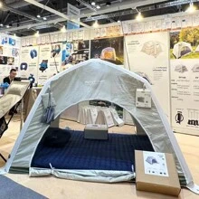 Tienda inflable con amplio espacio para acampar, resistente al agua, sombra del sol, plegable y portátil - Blanco - Ver 6