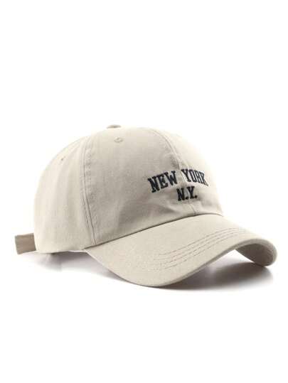 1 件男女通用黑色加厚“纽约 NY”刺绣棒球帽，户外防晒休闲棒球帽