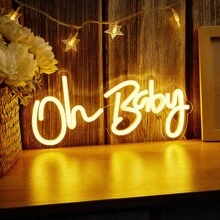 Chi-Buy 1PC Oh Baby LED Neon Sign Treo tường Đèn trang trí nội thất Đèn ngủ dùng nguồn USB cho phòng ngủ của bé, phòng trẻ em, phòng khách, đám cưới, sinh nhật, tiệc tùng, quà tặng bé gái Dấu hiệu neon - Màu vàng - Xem 9