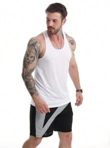 Áo thể thao không tay kiểu Boyfriend dành cho nam, thích hợp cho tập thể dục, chạy bộ, tập luyện, nhanh khô, marathon, các hoạt động ngoài trời thường ngày. - trắng - Xem 4