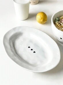1 set de vaisselle blanc en forme de cœur, ensemble de bol, assiette, cuillère, tasse et baguettes en céramique de haute qualité simple et design haut de gamme. Ensemble de vaisselle créative et de haute qualité, idéal comme fournitures scolaires ou cadeau. - Vaisselle série White Love - Voir 2