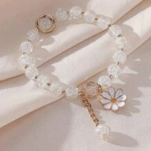 Bracelet That Will Bring Good Luck   Summer Style Cracked Glass Beaded Daisy Pendant Bracelet Elastic Hand String For Women - Multicolor - View 2