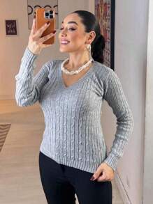 Women Knit Tops - 灰色 - 查看 1