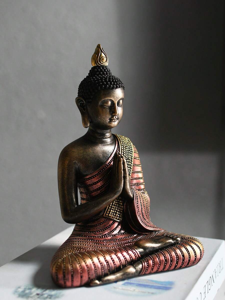 1入組樹脂佛像香爐燭台裝飾人物雕像，適用於客廳書桌裝飾，帶來平靜與寧靜，節日禮物 - 多色 - 查看 1